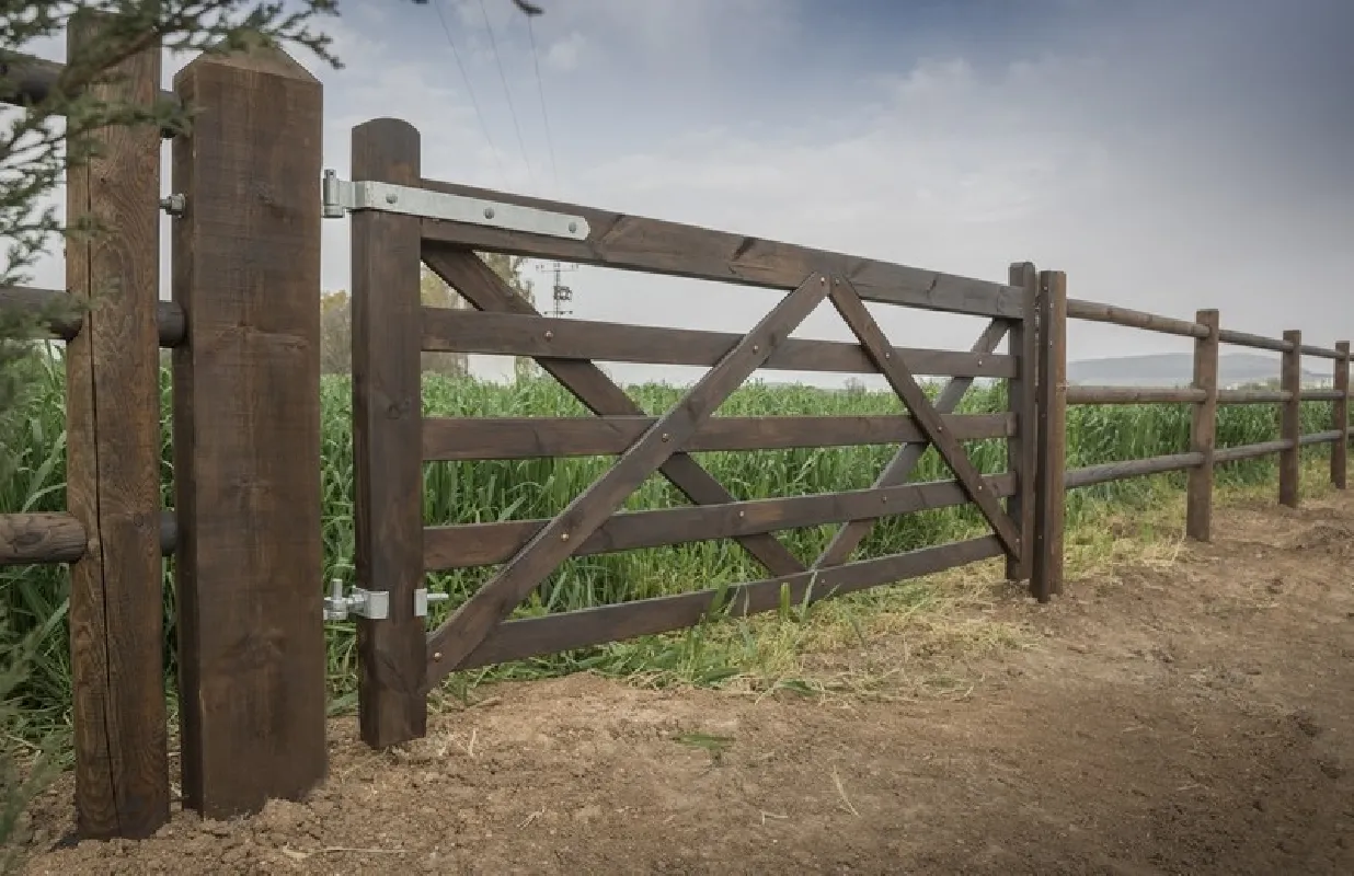 Accesorios puertas de campo : Kit bisagras puerta de campo, para pilar de  madera, zincado en caliente
