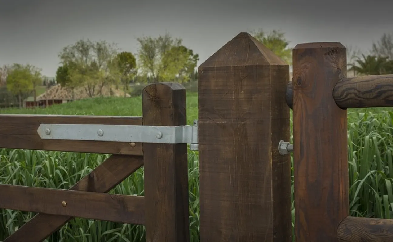 Puertas y barreras : Kit bisagras puerta de campo, para pilar de madera,  zincado en caliente
