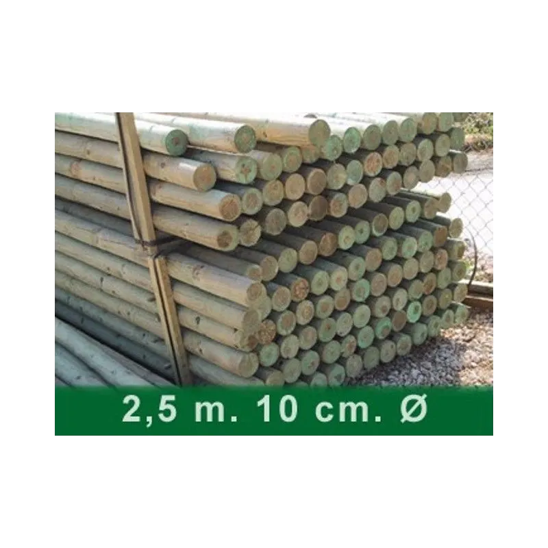 Palet postes torneados sin punta 250 x 10 cm Ø