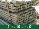POSTES PINO 3 MTS Ø 10 CM  - PALET 88 UNIDADES